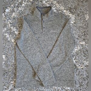 Eddie Bauer Sweater Adult Large Gray Preppy Outdoor Casual Quarter Zip Rugby Men